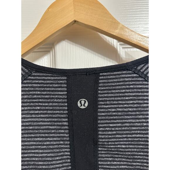 Lululemon Runder Under Long Sleeve Mini Check Pique Black Heathered size 4 - Picture 2 of 5